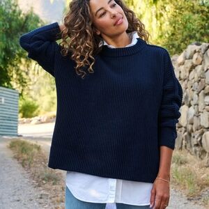 Frank & Eileen Women's Montecito Sweater In Marine, NAVY, ITALIAN COTTON